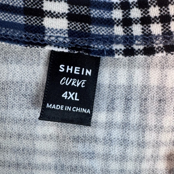 SHEIN Curve Black White Plaid Open Front Cardigan Duster 4XL - Picture 11 of 11